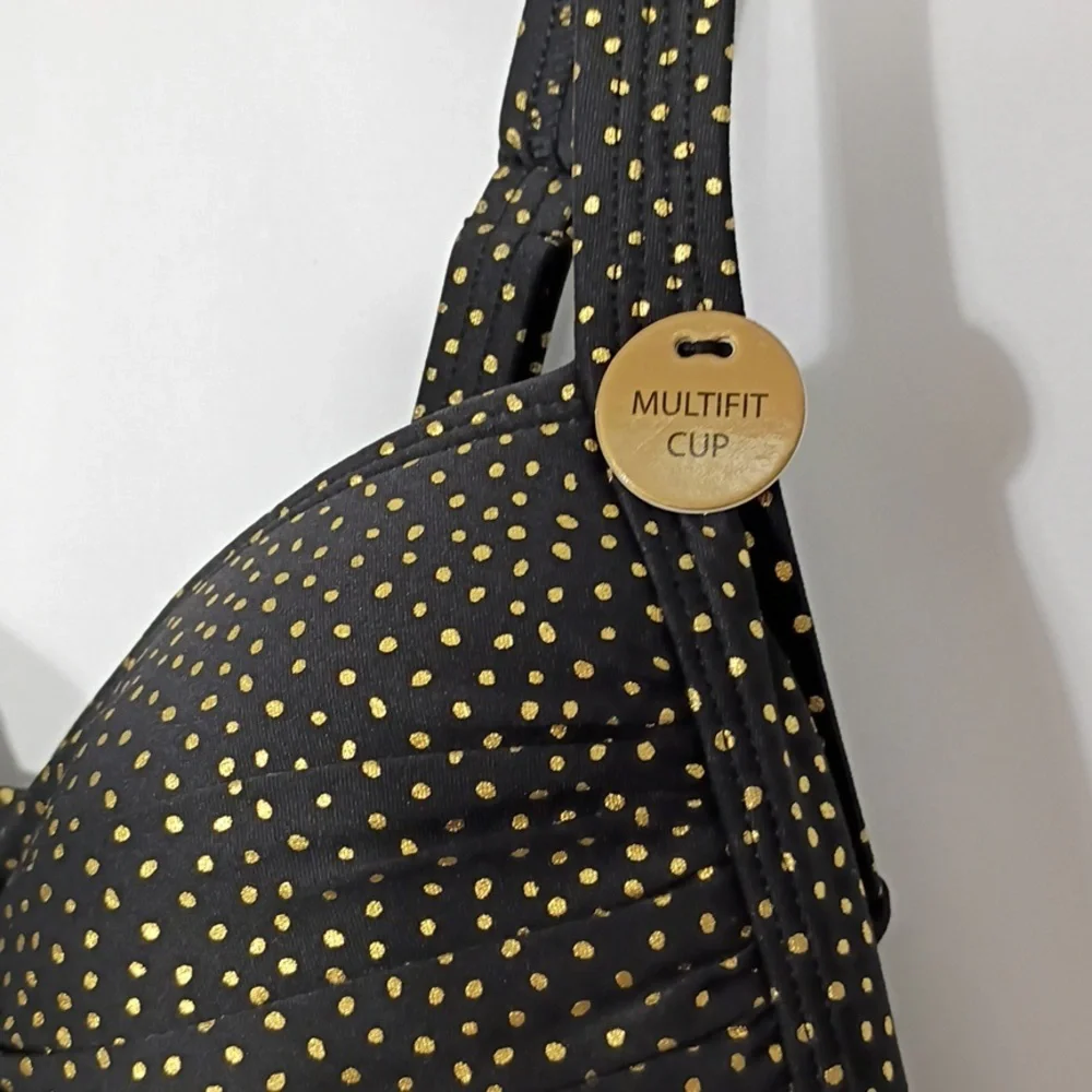 NWT Nip Tuck Swimsuit One Piece Black And Gold Multi Fit Cup Women's Size 4 - Picture 4 of 11